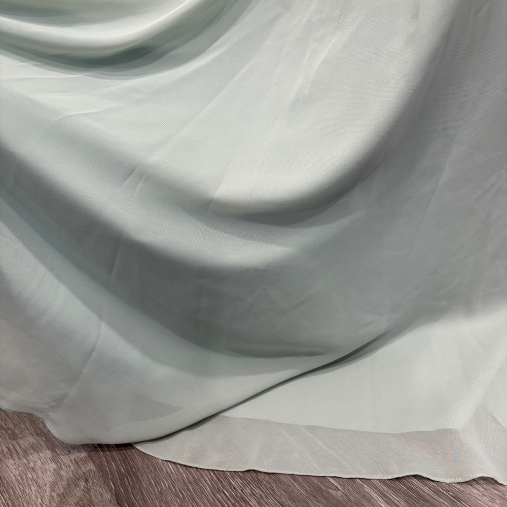 JJ's House Soft Sage Green Chiffon Pleated V-Neck Flutter Sleeve Gown Bridal XS - Picture 4 of 9